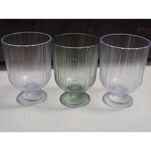 Hearth & Hand Magnolia Textured Plastic Wine Goblet - 3 Pack (2 Blue, 1 Green)